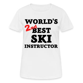 Deuxième meilleur moniteur de ski au monde - T-shirt respirant Femme - blanc - Devant - AI Model Female 172 dark (172cm)