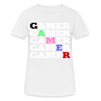 Gamer colorée et blanc - T-shirt respirant Femme - blanc - Devant - AI Model Female 172 dark (172cm)