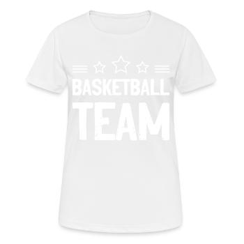 Équipe de basket-ball Mannschaft - T-shirt respirant Femme - blanc - Devant - AI Model Female 172 dark (172cm)