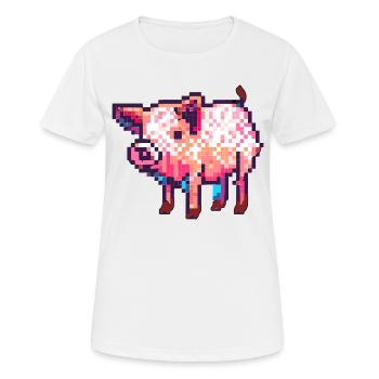 8 Bit Schwein in retro Pixel Grafik - Frauen T-Shirt atmungsaktiv - Weiß - Vorne - AI Model Female 172 dark (172cm)