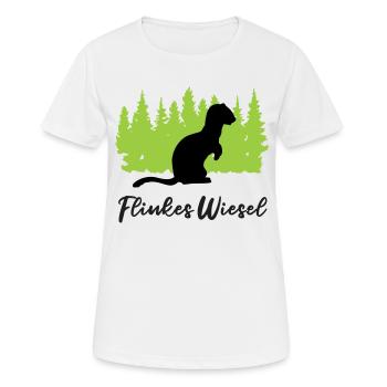 Flinkes Wiesel "Immer Wieselflink unterwegs" - Frauen T-Shirt atmungsaktiv - Weiß - Vorne - AI Model Female 172 dark (172cm)
