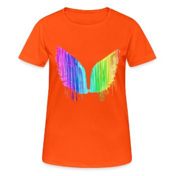 Angelwings,Ailes,Aquarelle,Ailes d’Ange,Coloré,LGBT - T-shirt respirant Femme - orange néon - Devant - AI Model Female 172 dark (172cm)