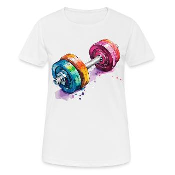 Hanteln in Regenbogenfarben - Frauen T-Shirt atmungsaktiv - Weiß - Vorne - AI Model Female 172 dark (172cm)