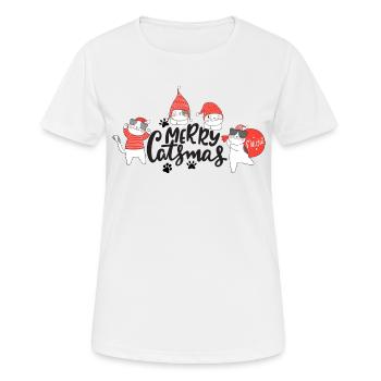 Lustige Weihnachtskatzen - Frauen T-Shirt atmungsaktiv - Weiß - Vorne - AI Model Female 172 dark (172cm)