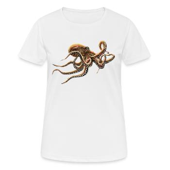 KRAKE - Frauen T-Shirt atmungsaktiv - Weiß - Vorne - AI Model Female 172 dark (172cm)