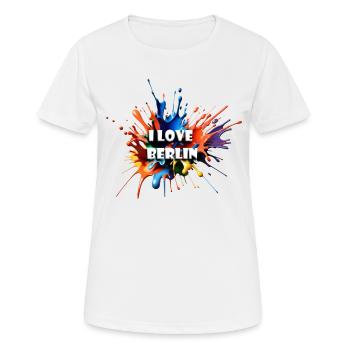 I LOVE BERLIN - Frauen T-Shirt atmungsaktiv - Weiß - Vorne - AI Model Female 172 dark (172cm)