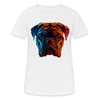 Bouledogue rouge et bleu Art animalier féroce et vif - T-shirt respirant Femme - blanc - Devant - AI Model Female 172 dark (172cm)