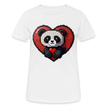 Pixel-Panda mit großem Herz - Frauen T-Shirt atmungsaktiv - Weiß - Vorne - AI Model Female 172 dark (172cm)