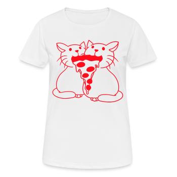 2 Chats Nourriture Salami Pizza Restauration rapide Hunger Team - T-shirt respirant Femme - blanc - Devant - AI Model Female 172 dark (172cm)