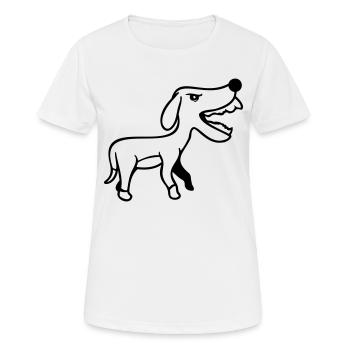 Chien, Furieux, Mordant, Dangereux, Agressif, Attaque - T-shirt respirant Femme - blanc - Devant - AI Model Female 172 dark (172cm)