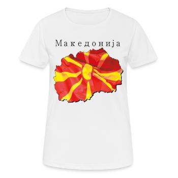 Drapeau de la Macédoine sur la carte de la Macédoine MK - T-shirt respirant Femme - blanc - Devant - AI Model Female 172 dark (172cm)