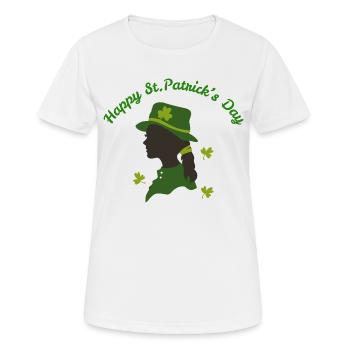 St. Patrick's Day Unisex T-Shirt, Lucky - Frauen T-Shirt atmungsaktiv - Weiß - Vorne - AI Model Female 172 dark (172cm)