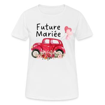 Braut in spe Auto Blumen Braut - Frauen T-Shirt atmungsaktiv - Weiß - Vorne - AI Model Female 172 dark (172cm)