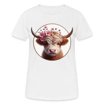 Highlander Kalb 3 - Frauen T-Shirt atmungsaktiv - Weiß - Vorne - AI Model Female 172 dark (172cm)