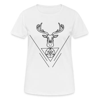 Cerf tête de cerf bois de cerf noir - T-shirt respirant Femme - blanc - Devant - AI Model Female 172 dark (172cm)
