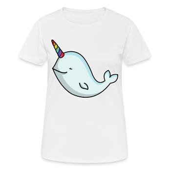 Unicorn whale whale narwhal with unicorn horn gift - Women's Breathable T-Shirt - white - Front - AI Model Female 172 dark (172cm)
