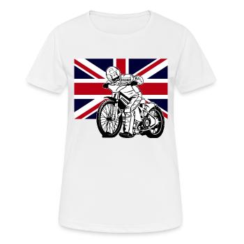 Speedway - Union Jack - Frauen T-Shirt atmungsaktiv - Weiß - Vorne - AI Model Female 172 dark (172cm)