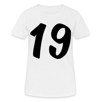 19 - Frauen T-Shirt atmungsaktiv - Weiß - Vorne - AI Model Female 172 dark (172cm)
