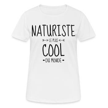 Naturisme / Naturiste / Nudisme / Nudiste - T-shirt respirant Femme - blanc - Devant - AI Model Female 172 dark (172cm)
