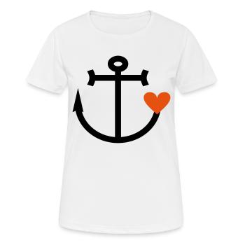 Mesdames ancre de coeur - T-shirt respirant Femme - blanc - Devant - AI Model Female 172 dark (172cm)