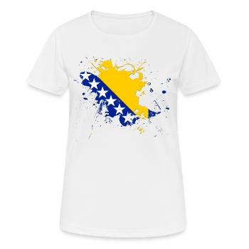 Bosnien und Herzegowina Flagge als Farbklecks - Frauen T-Shirt atmungsaktiv - Weiß - Vorne - AI Model Female 172 dark (172cm)