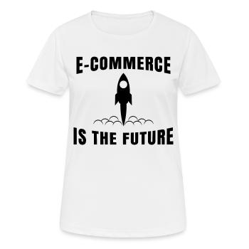 Commerce électronique Commerce en ligne disant commerce électronique - T-shirt respirant Femme - blanc - Devant - AI Model Female 172 dark (172cm)