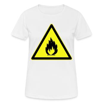 Avertissement de danger inflammable, danger inflammable - T-shirt respirant Femme - blanc - Devant - AI Model Female 172 dark (172cm)