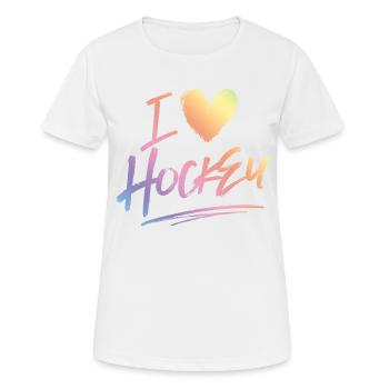 Ich liebe Hockey - Frauen T-Shirt atmungsaktiv - Weiß - Vorne - AI Model Female 172 dark (172cm)