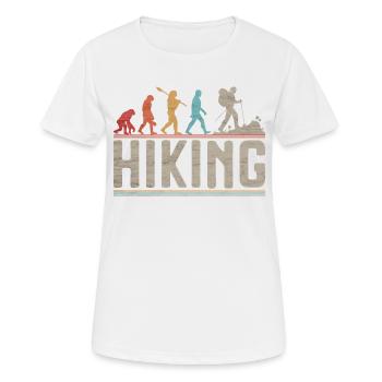 Vintage Hiking Evolution Hiker Funny Trekking - Women's Breathable T-Shirt - white - Front - AI Model Female 172 dark (172cm)