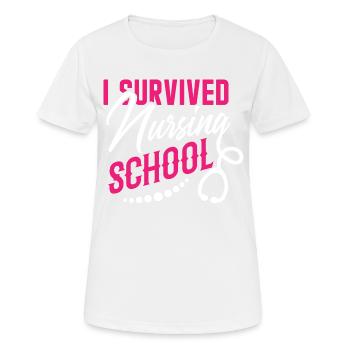 J’ai survécu à l’école d’infirmières - T-shirt respirant Femme - blanc - Devant - AI Model Female 172 dark (172cm)