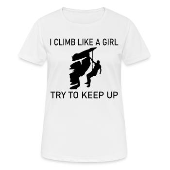climbing - Frauen T-Shirt atmungsaktiv - Weiß - Vorne - AI Model Female 172 dark (172cm)