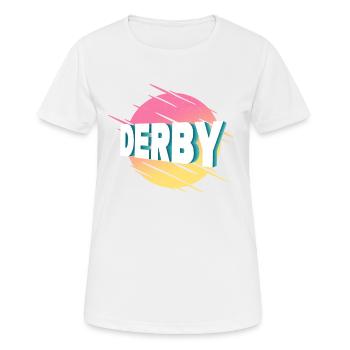 Derby England Großbritannien UK Stadt Schrift - Frauen T-Shirt atmungsaktiv - Weiß - Vorne - AI Model Female 172 dark (172cm)