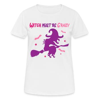 Halloween Crazy Witch Flies on Brooms - Women's Breathable T-Shirt - white - Front - AI Model Female 172 dark (172cm)