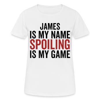 James ist mein Name Verderben ist mein Spiel - Frauen T-Shirt atmungsaktiv - Weiß - Vorne - AI Model Female 172 dark (172cm)