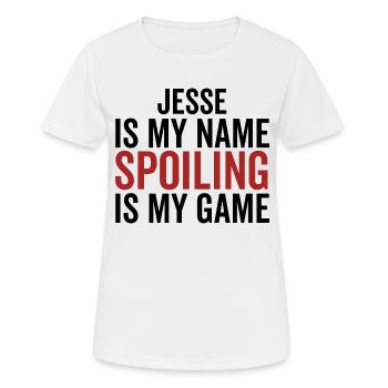 Jesse ist mein Name Spoiling ist mein Spiel - Frauen T-Shirt atmungsaktiv - Weiß - Vorne - AI Model Female 172 dark (172cm)