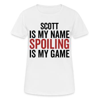 Scott ist mein Name Verderben ist mein Spiel - Frauen T-Shirt atmungsaktiv - Weiß - Vorne - AI Model Female 172 dark (172cm)