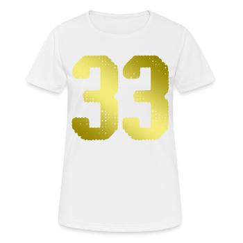 33 Maillot numéro - T-shirt respirant Femme - blanc - Devant - AI Model Female 172 dark (172cm)