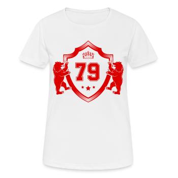 79 Zahl Wappen - Frauen T-Shirt atmungsaktiv - Weiß - Vorne - AI Model Female 172 dark (172cm)