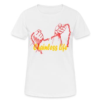Hände mit Kette Schrift Gelb - Frauen T-Shirt atmungsaktiv - Weiß - Vorne - AI Model Female 172 dark (172cm)