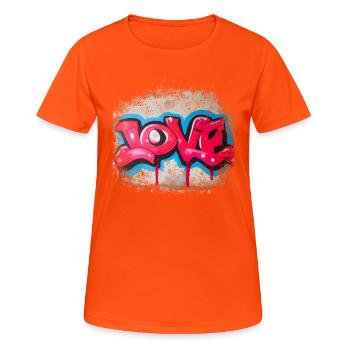 Amour graffiti - T-shirt respirant Femme - orange néon - Devant - AI Model Female 172 dark (172cm)
