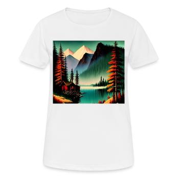 Retro mountain range with lake - Women's Breathable T-Shirt - white - Front - AI Model Female 172 dark (172cm)