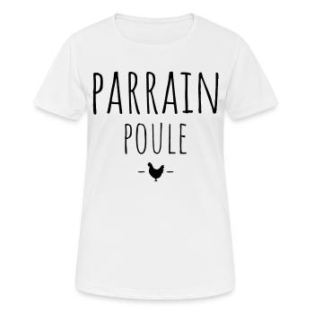parrain poule / t-shirt humour parrain - T-shirt respirant Femme - blanc - Devant - AI Model Female 172 dark (172cm)