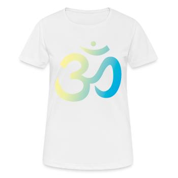 Yoga Shirt / Verlauf gelb blau - Frauen T-Shirt atmungsaktiv - Weiß - Vorne - AI Model Female 172 dark (172cm)