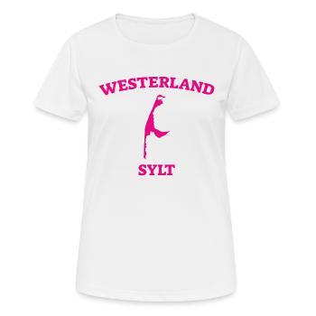 Westerland - Sylt - Nordsee - Anker - Möwe - Insel - Frauen T-Shirt atmungsaktiv - Weiß - Vorne - AI Model Female 172 dark (172cm)