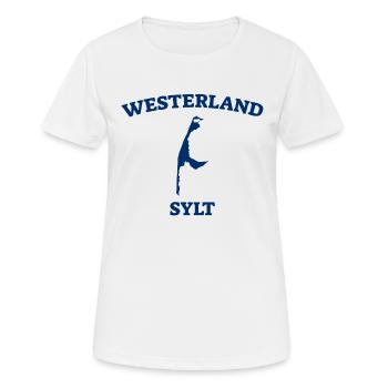 Westerland - Sylt - Nordsee - Anker - Möwe - Insel - Frauen T-Shirt atmungsaktiv - Weiß - Vorne - AI Model Female 172 dark (172cm)