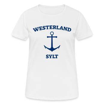 Westerland - Sylt - Mer du Nord - Ancre - Mouette - Île - T-shirt respirant Femme - blanc - Devant - AI Model Female 172 dark (172cm)