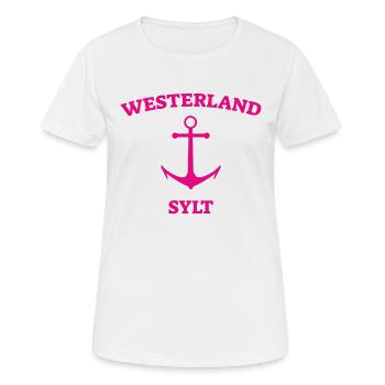 Westerland - Sylt - Mer du Nord - Ancre - Mouette - Île - T-shirt respirant Femme - blanc - Devant - AI Model Female 172 dark (172cm)