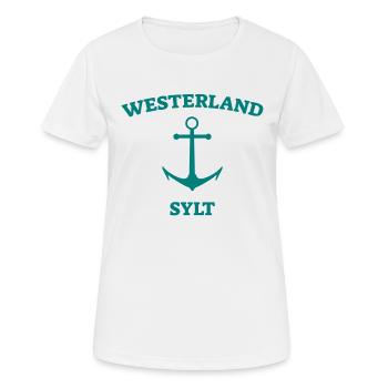 Westerland - Sylt - Mer du Nord - Ancre - Mouette - Île - T-shirt respirant Femme - blanc - Devant - AI Model Female 172 dark (172cm)