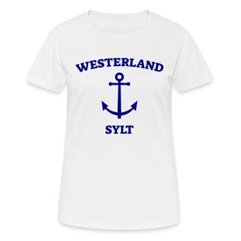Westerland - Sylt - Nordsee - Anker - Möwe - Insel - Frauen T-Shirt atmungsaktiv - Weiß - Vorne - AI Model Female 172 dark (172cm)