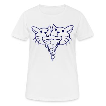 2 Chats Nourriture Salami Pizza Restauration rapide Hunger Team - T-shirt respirant Femme - blanc - Devant - AI Model Female 172 dark (172cm)